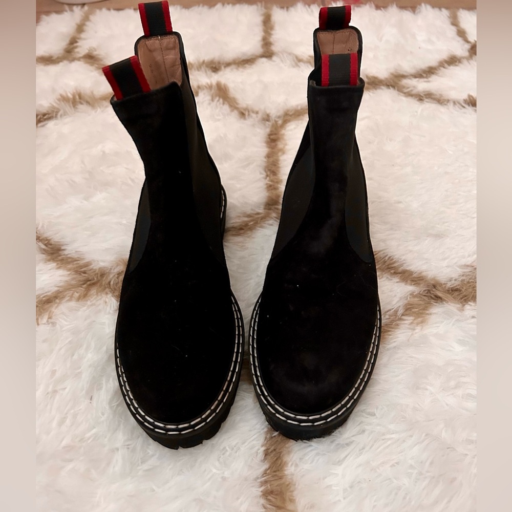 Black chunky heel ankle boots